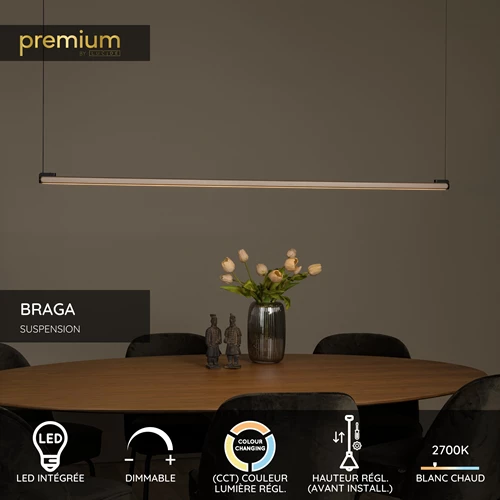 Lucide BRAGA - Suspension - LED Dim. - CCT - 1x36W 2700K/4000K - Détecteur à balayage manuel - Café | Premium - USP